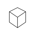 Isometric cube — 3D asset publishing, monochrome line art