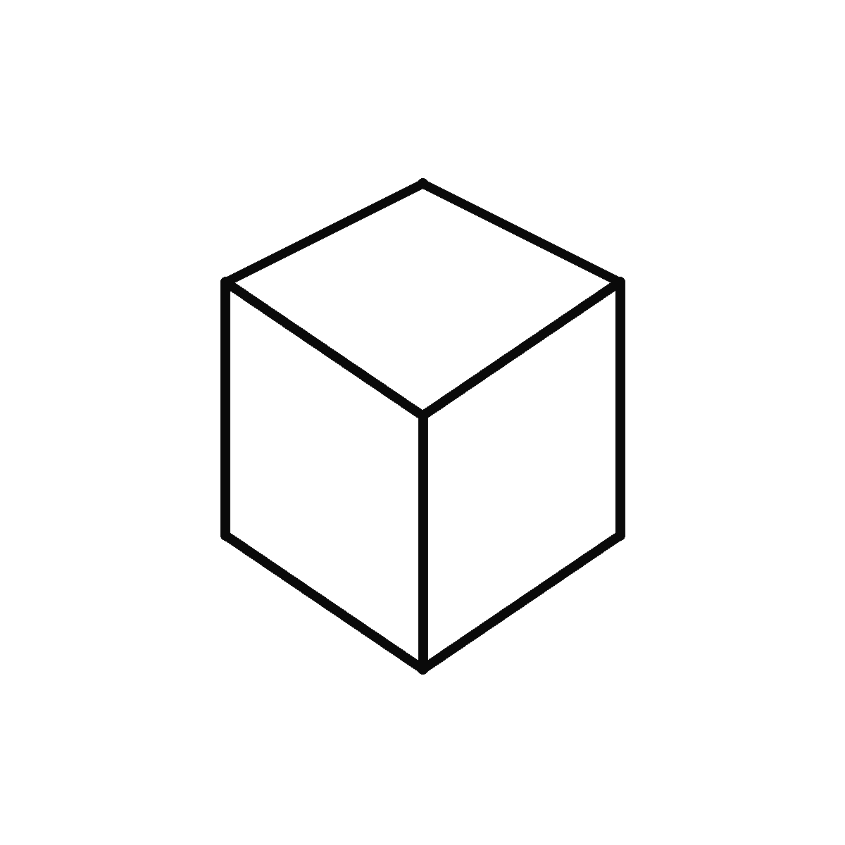 Isometric cube — 3D asset publishing, monochrome line art