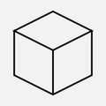 Isometric cube — 3D asset publishing, monochrome line art