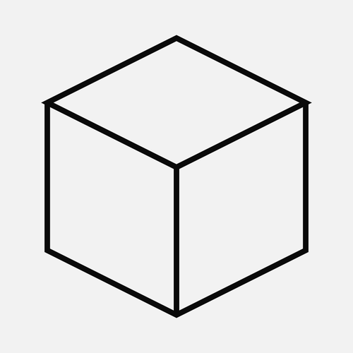 Isometric cube — 3D asset publishing, monochrome line art