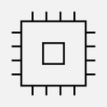 Chip with pins — firmware SBOM analysis, monochrome line art