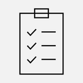 Clipboard with checked items — CRA readiness checklist, monochrome line art