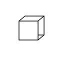 Wireframe cube — gated 3D model, monochrome line art
