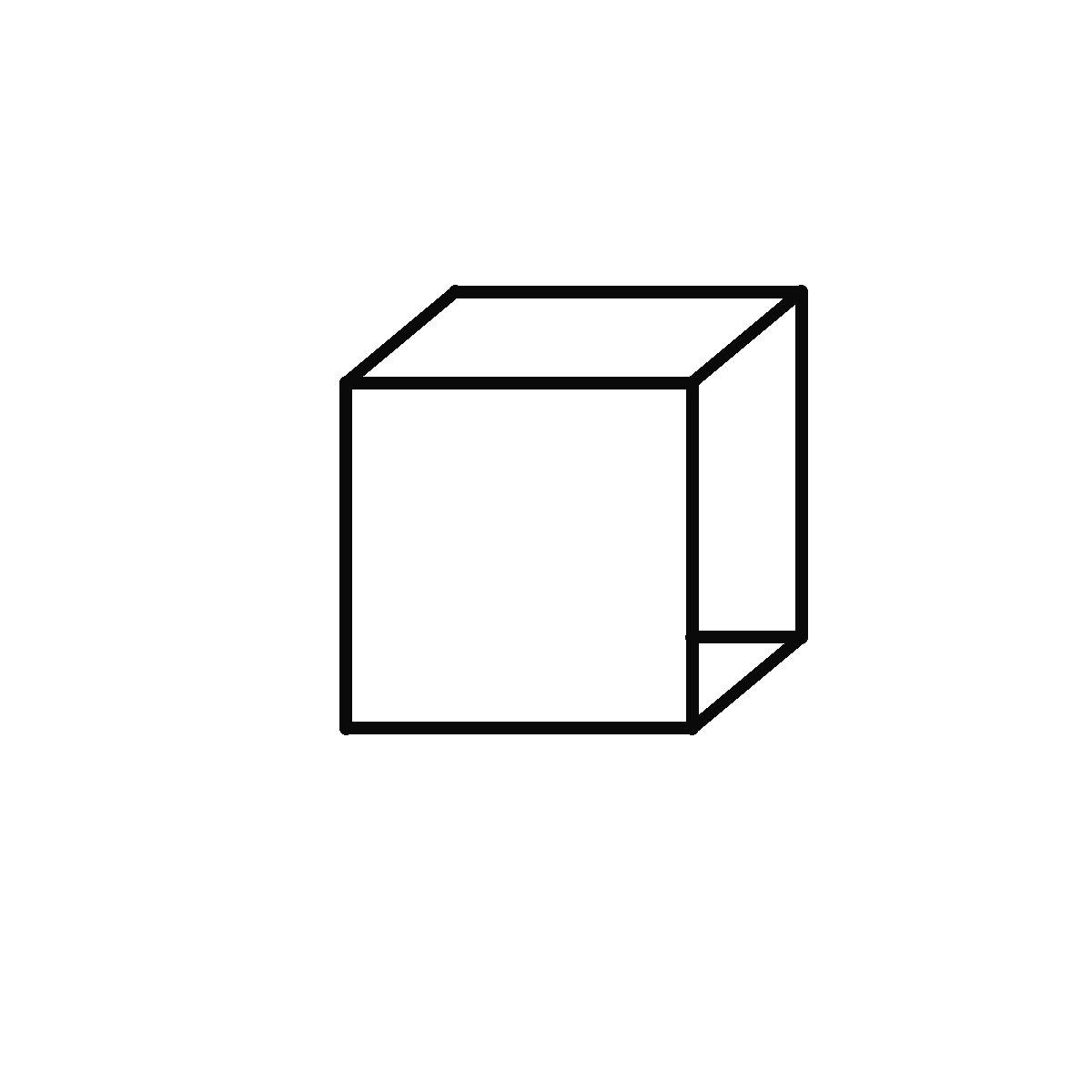 Wireframe cube — gated 3D model, monochrome line art