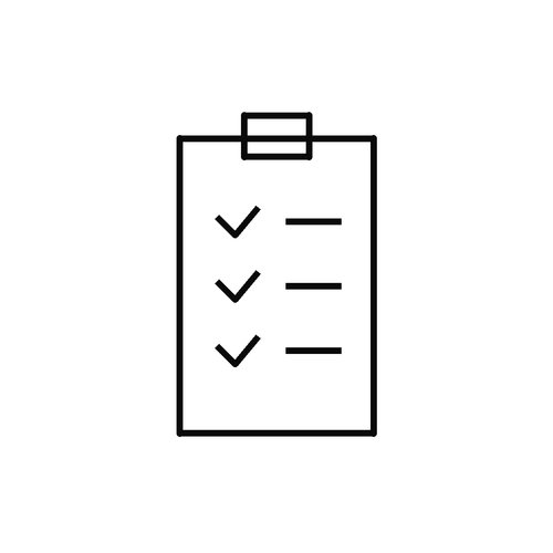 Clipboard with checked items — CRA readiness checklist, monochrome line art
