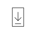 Device with download arrow — the CRM Sync app, monochrome line art