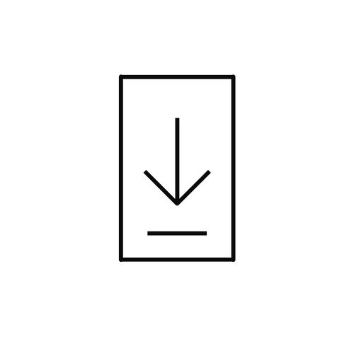 Device with download arrow — the CRM Sync app, monochrome line art